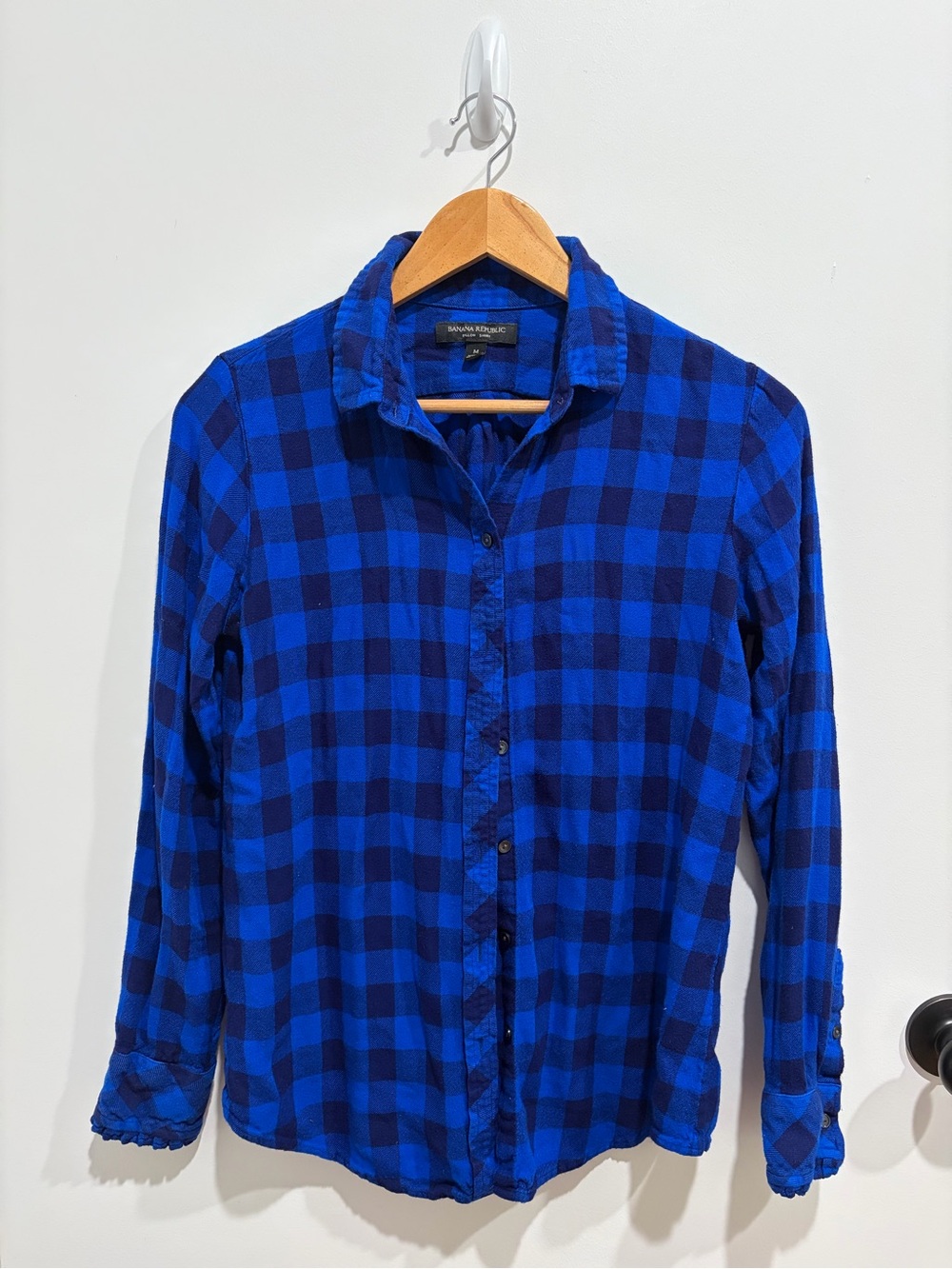 Banana Republic Blue and Black Check Button-Down Shirt